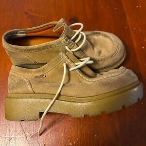 vintage y2k mudd light tan leather chunky lace up sneaker boot size 7M